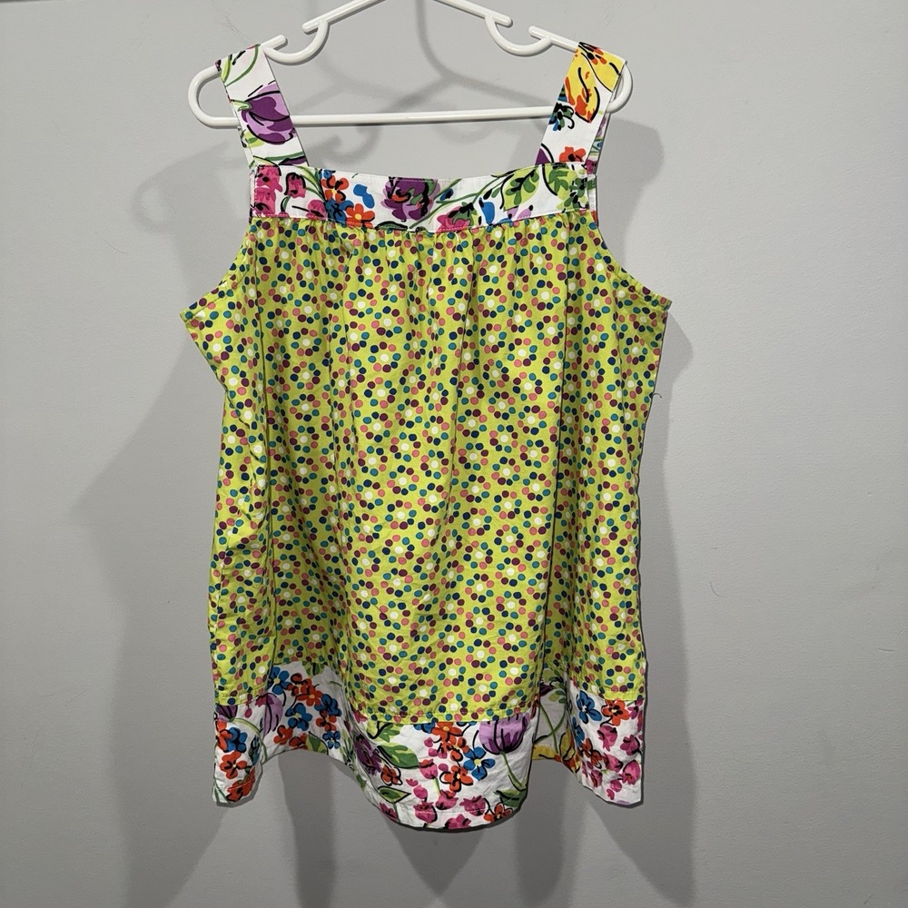 Hanna Andersson Girls Tank Top Polkadot Floral Mixed Material‎ Boxy Sz 140 US 10 - Picture 2 of 9